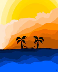 two palm trees in the water